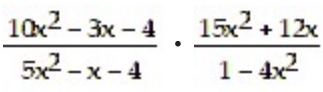  (10x^2-3x-4)/5x^2-x-4 ·  (15x^2+12x)/1-4x^2 