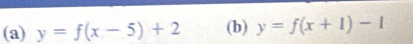 y=f(x-5)+2 (b) y=f(x+1)-1
