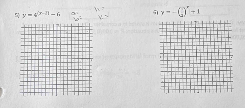 y=4^((x-2))-6
6) y=-( 1/2 )^x+1