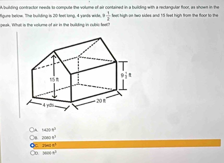 Solved: A building contractor needs to compute the volume of air ...