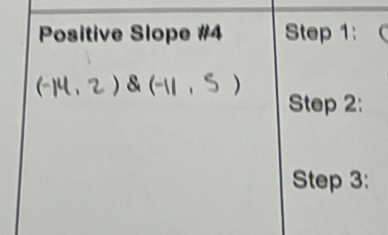 Positive Slope #4 Step 1 ： 
. 2 ) & s 
Step 2 : 
Step 3 :