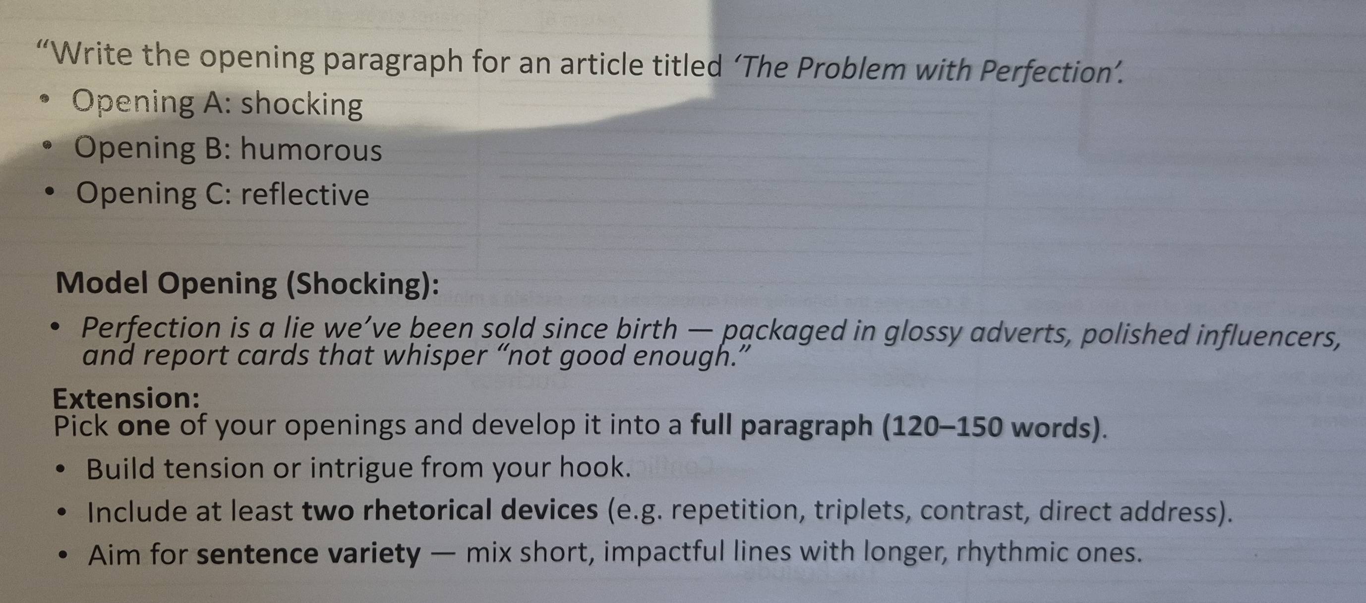 Solved: "Write the opening paragraph for an article titled 'The Problem ...