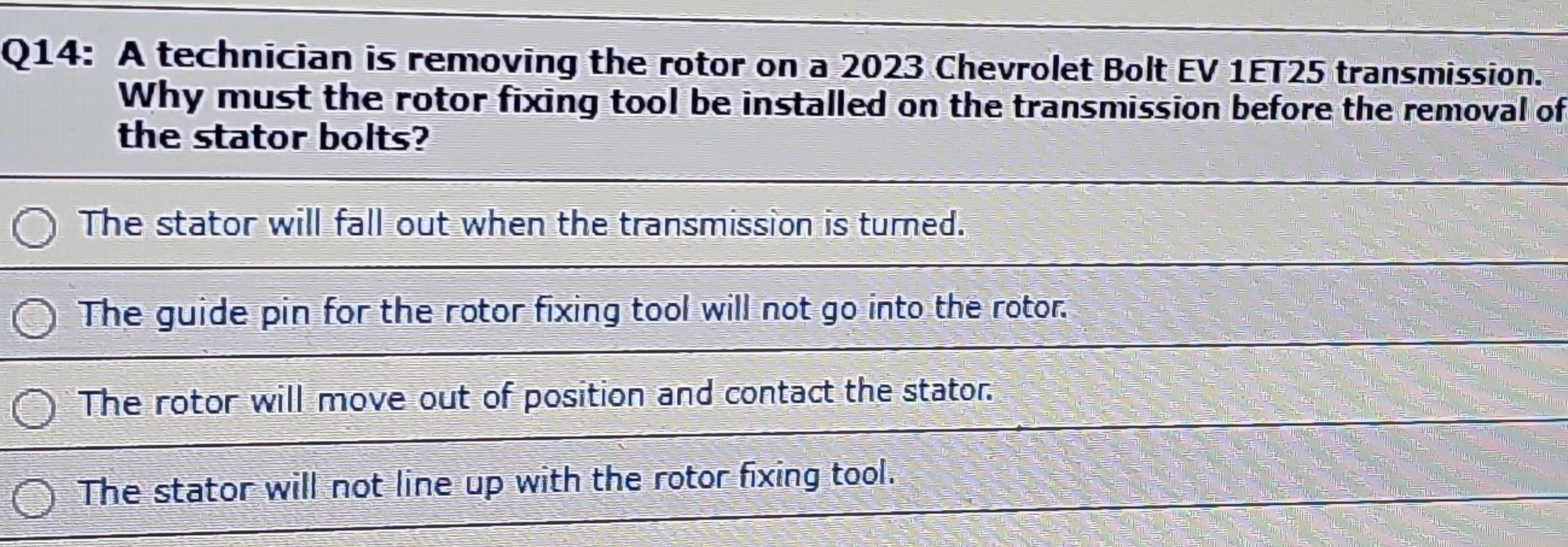 Solved: A technician is removing the rotor on a 2023 Chevrolet Bolt EV ...