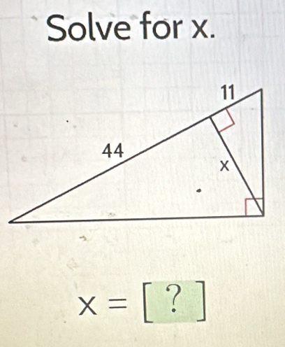 Solve for x.
x=. 1  □ /□   
frac ^circ ^circ 