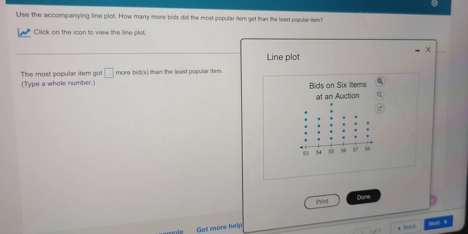 Solved: Use the accompanying line plot. How many more bids did the most ...