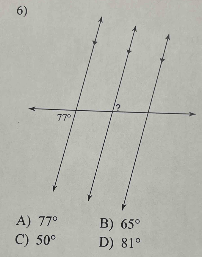 65°
C) 50° D) 81°