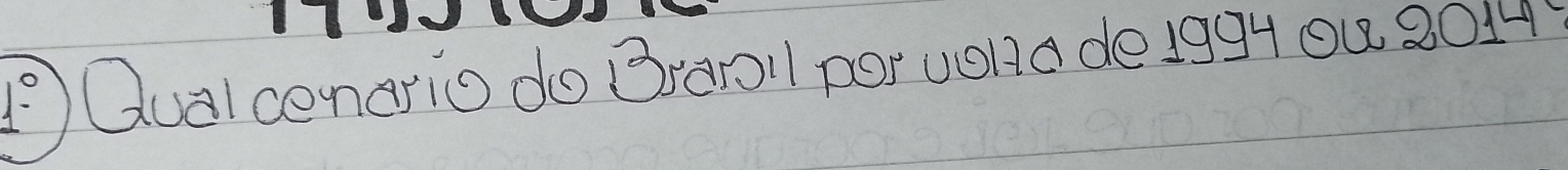 )Qual cenario do Brarll por uold de1994 0u 3014