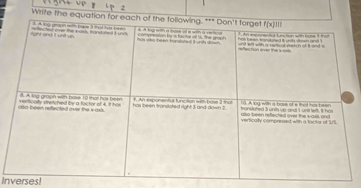 Write the 
Inverses!