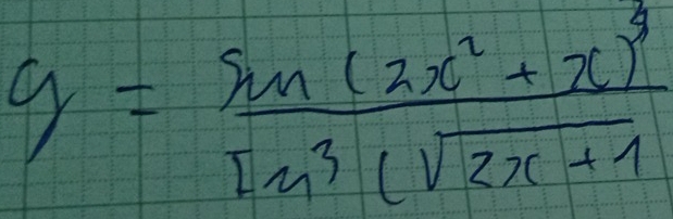 y=frac sin (2x^2+x)^3tan^(x^2)π +1