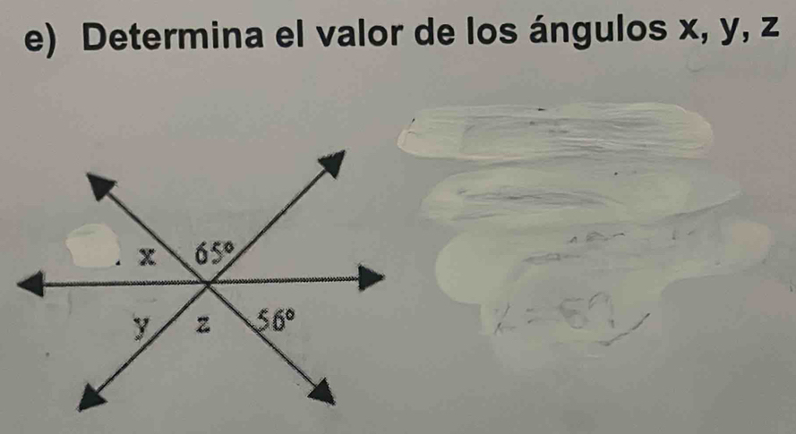 Determina el valor de los ángulos x, y, z