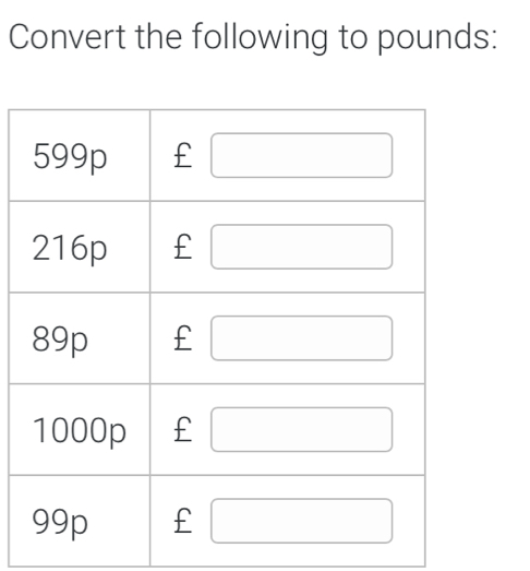 Convert the following to pounds: