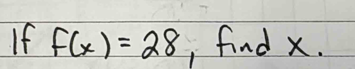 If f(x)=28 , find x.