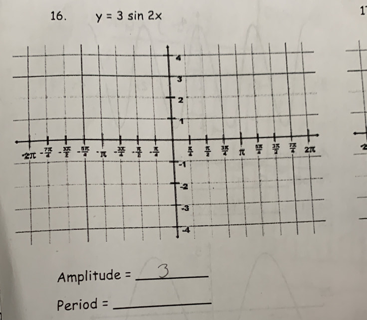 y=3sin 2x
1
Amplitude =_
Period =_