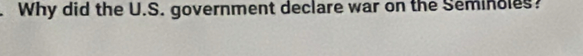 Why did the U.S. government declare war on the Seminoles?