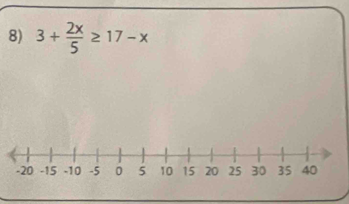 3+ 2x/5 ≥ 17-x