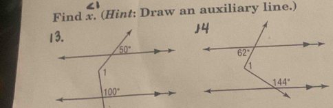 Find x. (Hint: Draw an auxiliary line.)