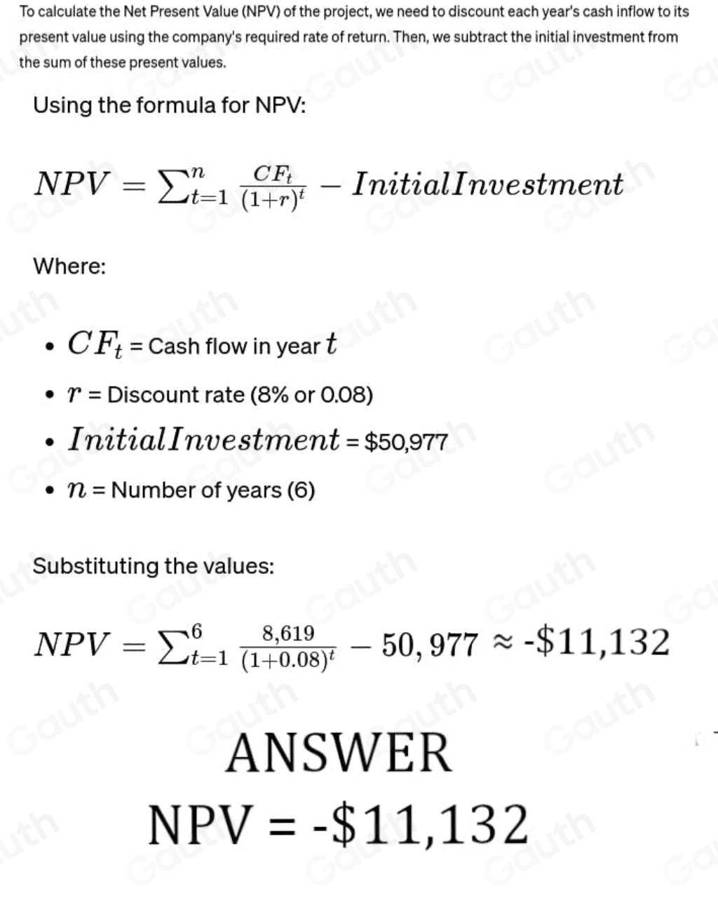 Solved: A company is considering investing in a project that requires a ...