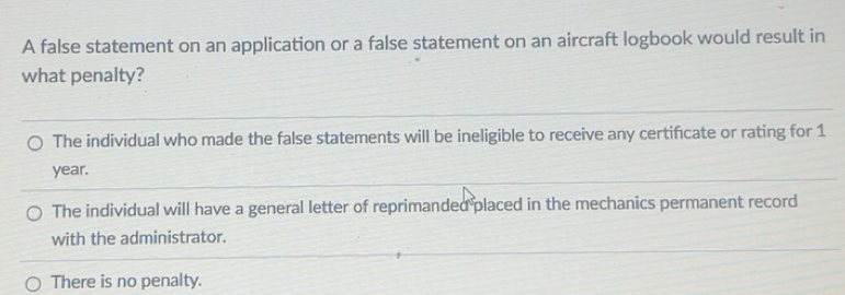 Solved: A false statement on an application or a false statement on an ...