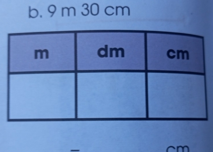 9 m 30 cm
cm