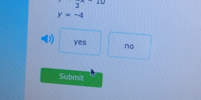 frac 3
y=-4
yes no
Submit