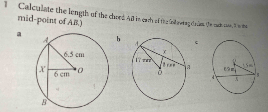 Solved: Calculate the length of the chord AB in each of the following ...
