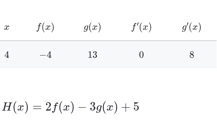 H(x)=2f(x)-3g(x)+5