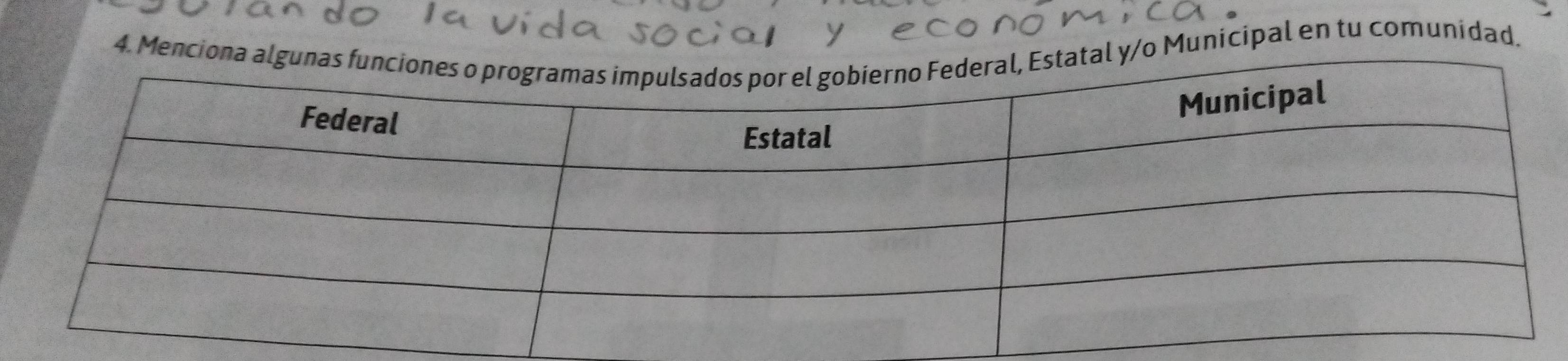 Menciona y/o Municipal en tu comunidad.