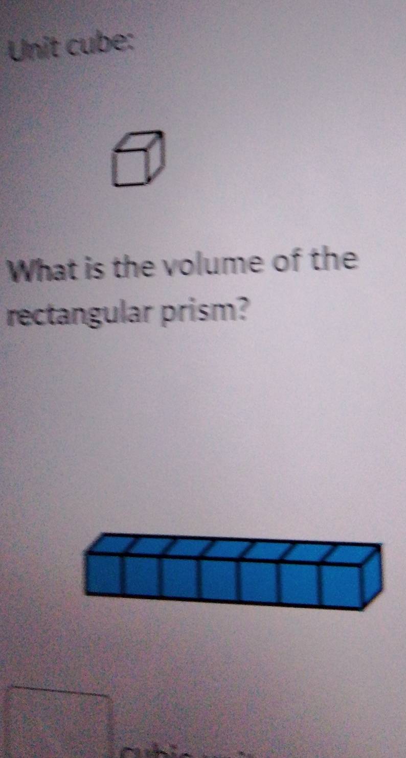 Unit cube: 
□ 
What is the volume of the 
rectangular prism?