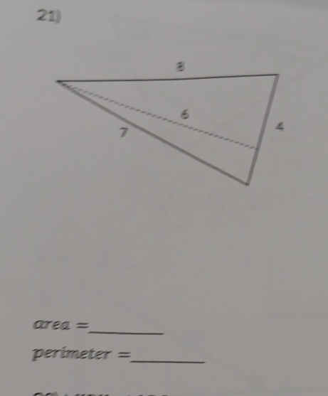 area = _ 
perimeter =_