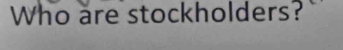 Who are stockholders?