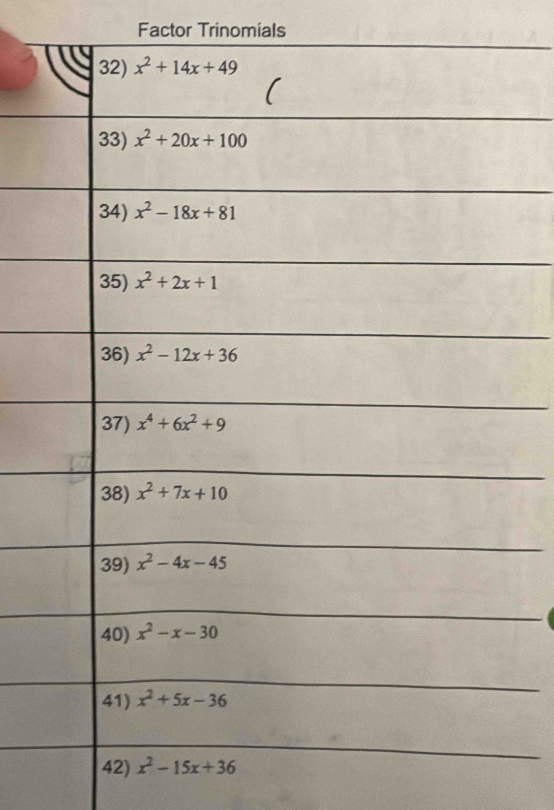 Factor Trinomials