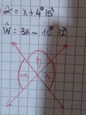 alpha =x+4°15'
widehat WW=3x-10°