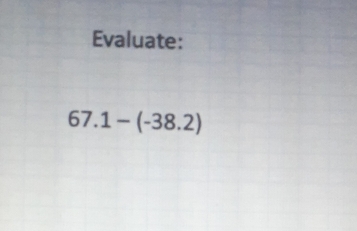 Evaluate:
67.1-(-38.2)