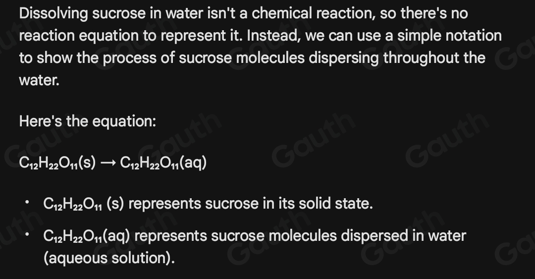 Solved: Write the dissolution equation for sucrose (C_12H_22O_11 ...