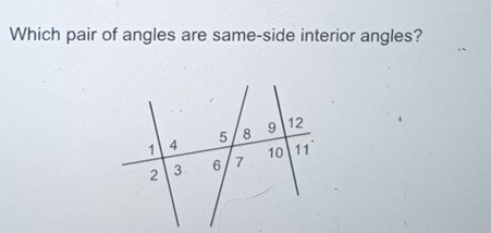 Which pair of angles are same-side interior angles?