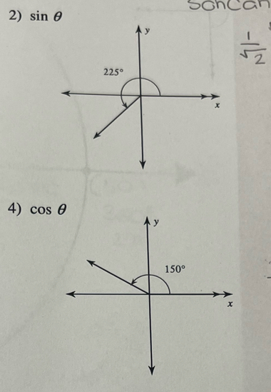 sin θ
4) cos θ
y
150°
x