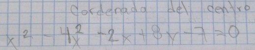 dordenada de denire
x^2-4x^2-2x+8x-7=0