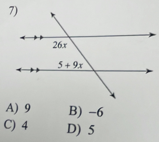 A) 9
B) -6
C) 4
D) 5