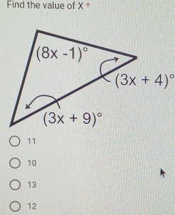 Find the value of X*
11
10
13
12