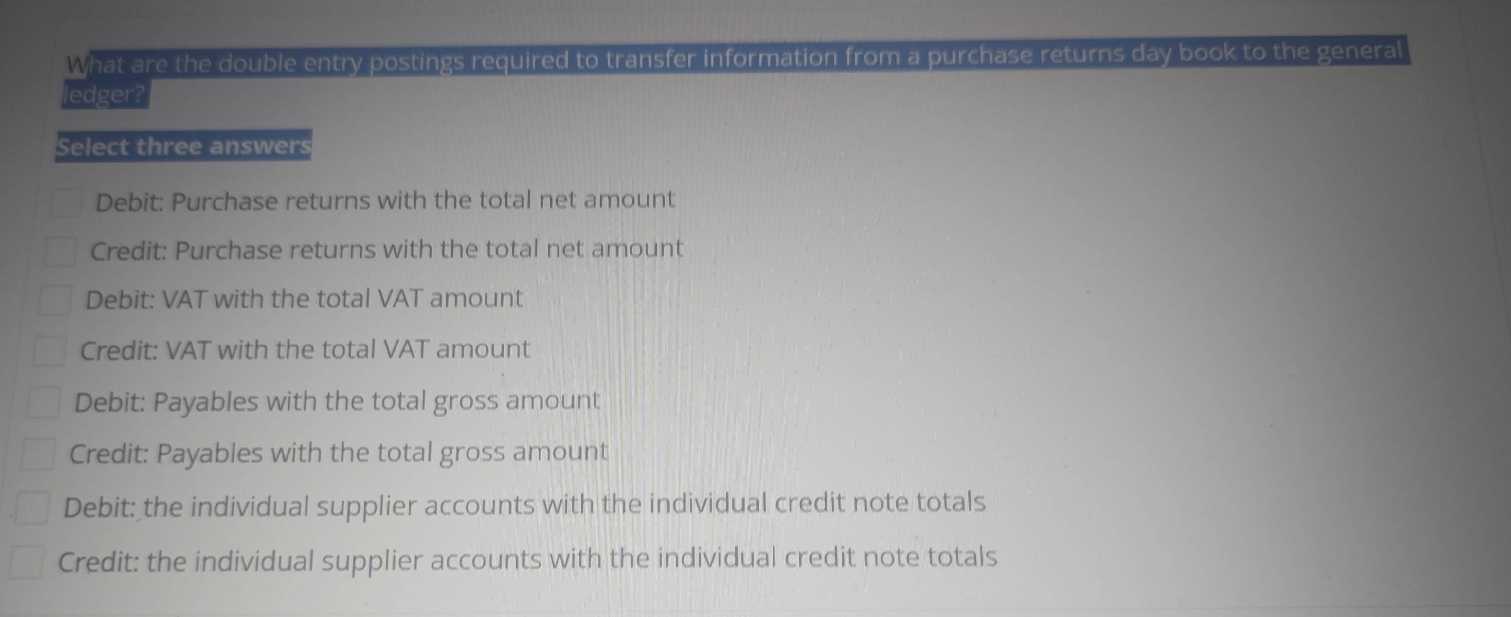Solved: What are the double entry postings required to transfer ...