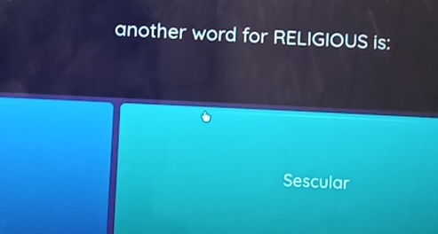 another word for RELIGIOUS is:
Sescular