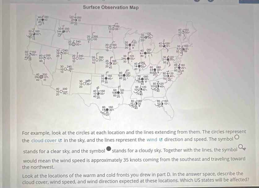 Surface Observation Map For example, look at the circles at each ...