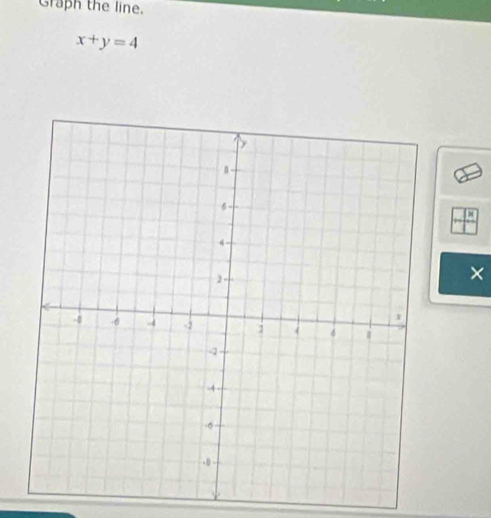 Graph the line.
x+y=4
w 
×