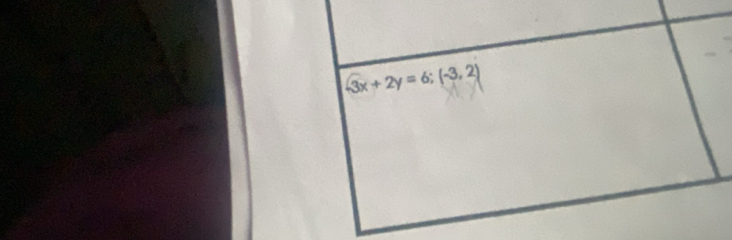 sqrt(3)x+2y=6; (-3,2)