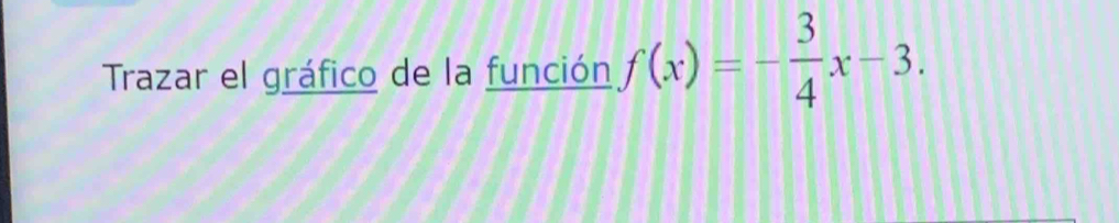 Trazar el gráfico de la función f(x)=- 3/4 x-3.