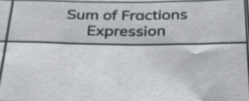 Sum of Fractions 
Expression