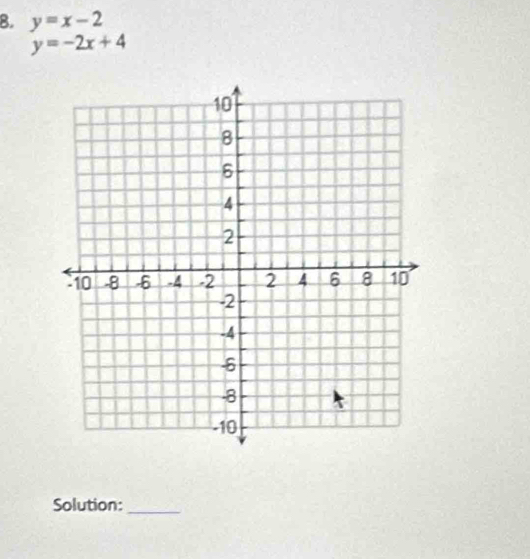 y=x-2
y=-2x+4
Solution:_