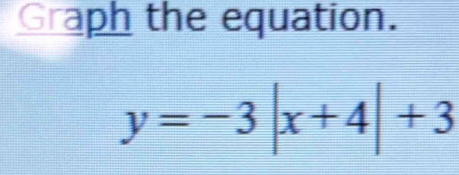 Graph the equation.
y=-3|x+4|+3