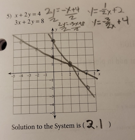 x+2y=4
3x+2y=8
Solution to the System is ( )