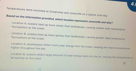 Solved: Temperatures were recorded at Oceanview and Jonesville on a ...